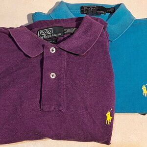 Lot of 2 Polo by Ralph Lauren Shirts – Size Large – Purple & Blue – Clean, No Fl